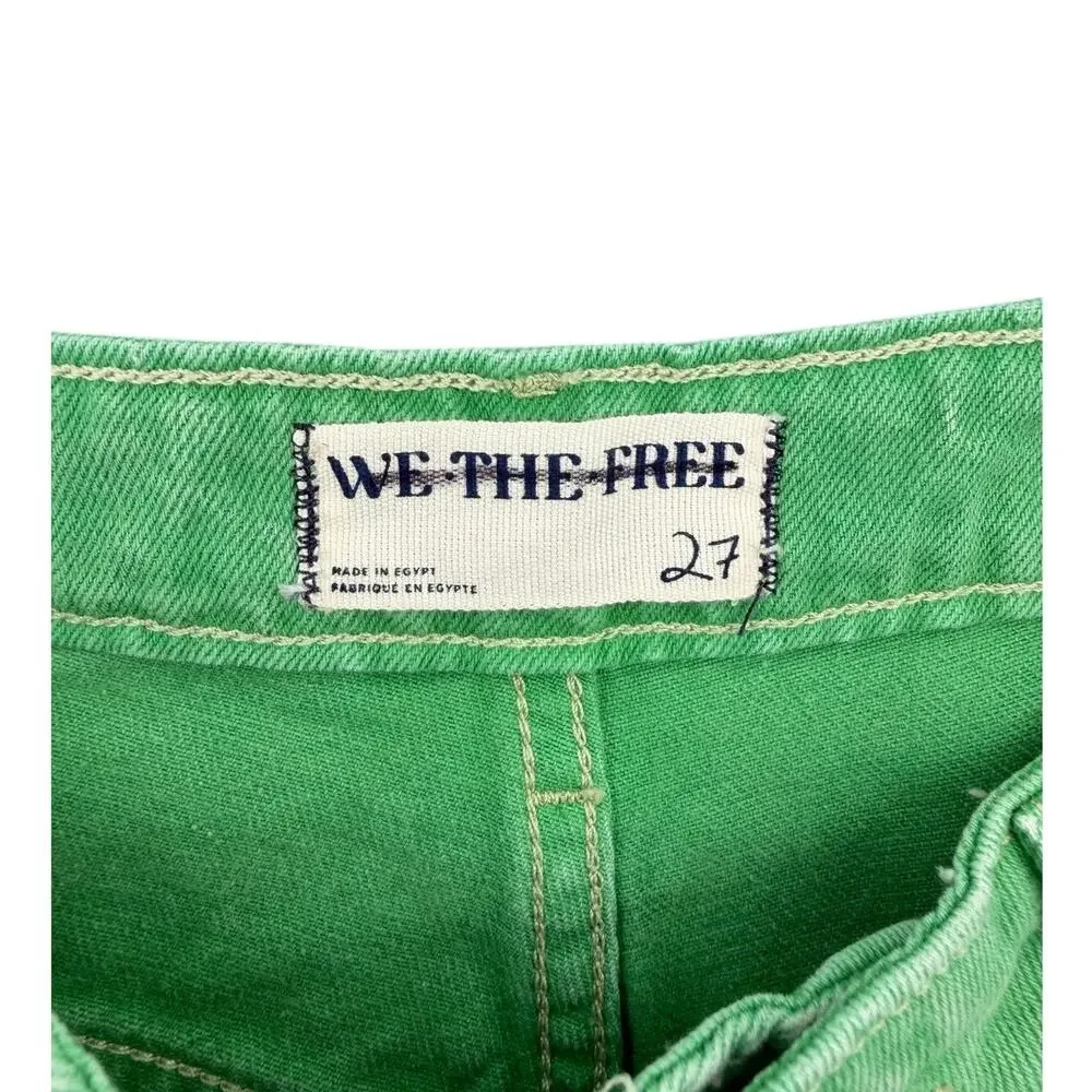We the Free People NWT Pacifica Green High Rise Slim Straight Leg Denim Jeans